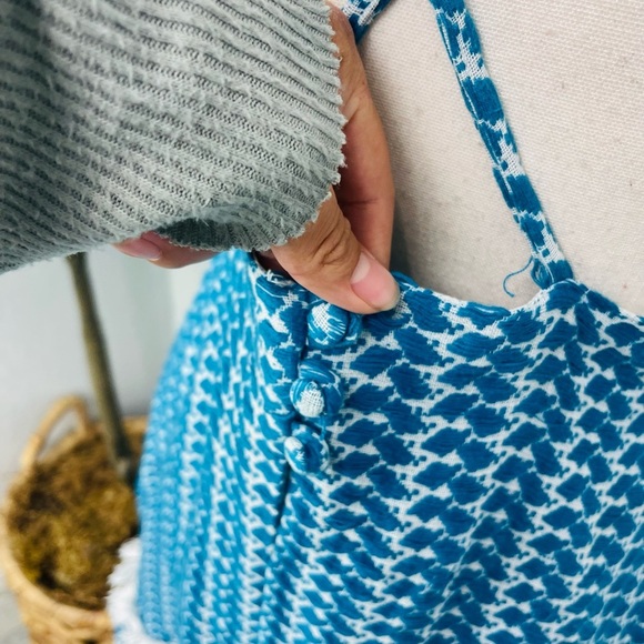 DODO BAR OR Blue Tassel white Halter Circle Mini Dress - Picture 4 of 7